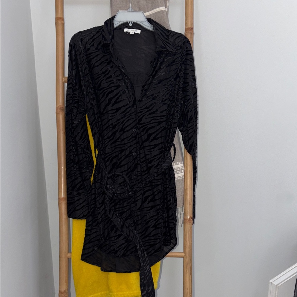 12th Tribe Black Velvet Zebra Print Dress